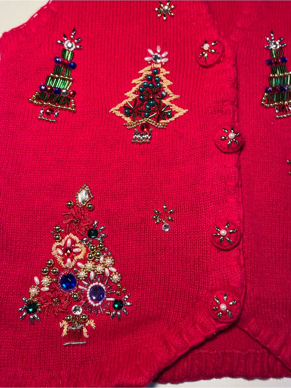 Vintage Victoria Harbour Beaded Christmas Sweater Vest Red Small - Picture 3 of 10